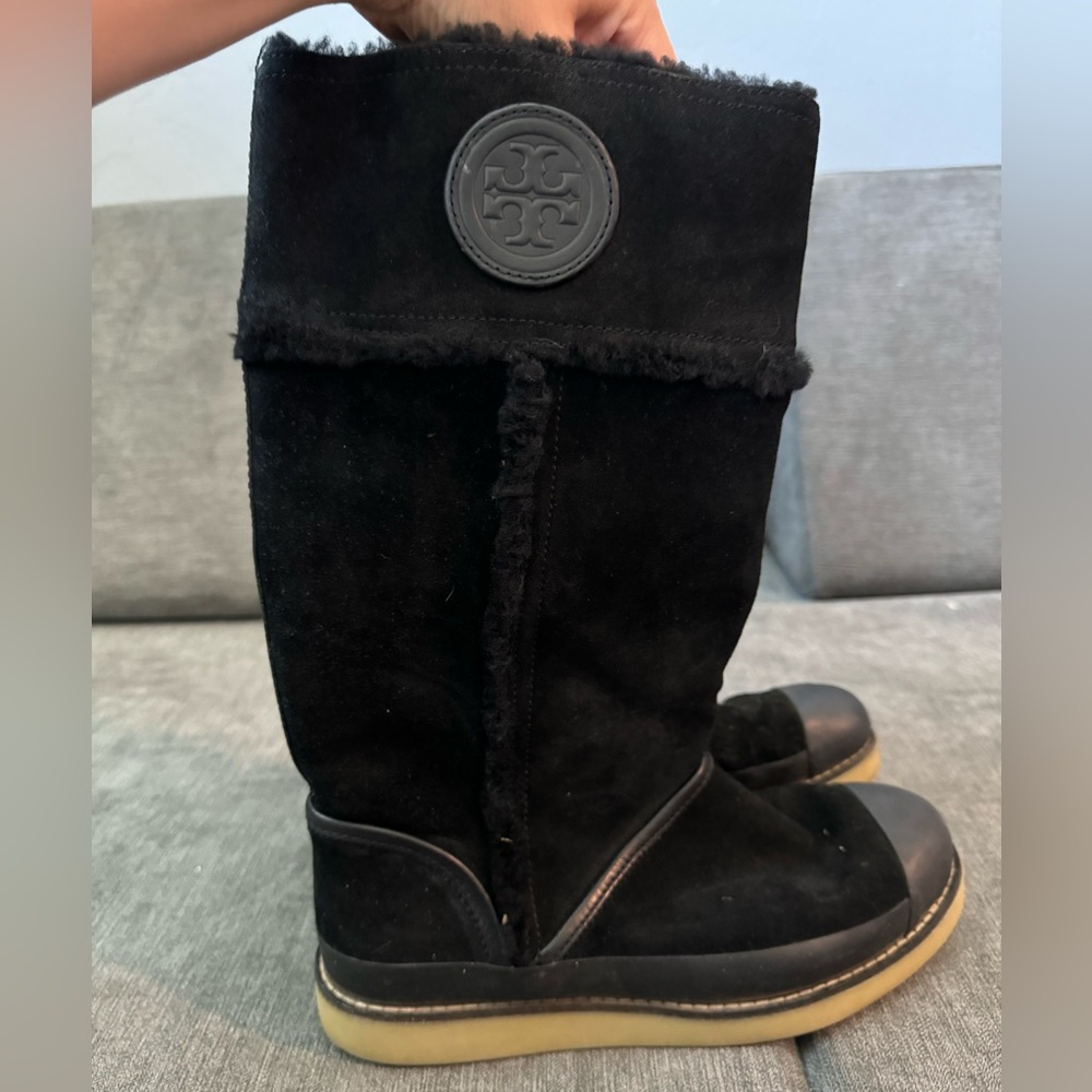 EUC Tory Burch lambs fur black boots